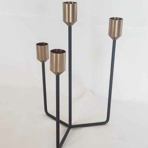 Black and Bronze Taper Candle Holders 6 1/4 inch to 9 3/4 inch Stems Pre-Owned